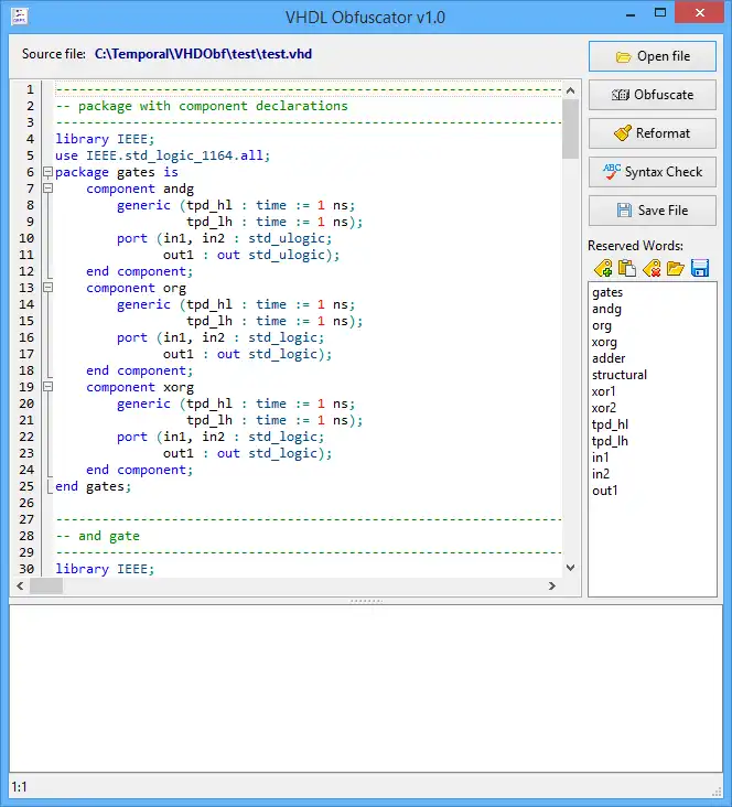 Download web tool or web app vHDL Obfuscator GUI