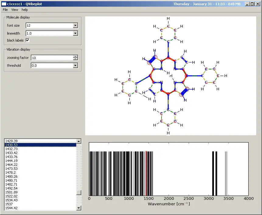 Загрузите веб-инструмент или веб-приложение Vibeplot, средство просмотра молекулярных колебаний
