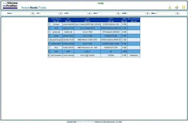 Télécharger l'outil Web ou l'application Web ViennaProfiler