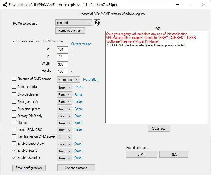 Mag-download ng web tool o web app na VisualPinMameRomsUpdate