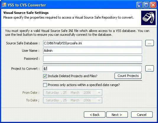 Download web tool or web app Visual Source Safe to CVS Converter