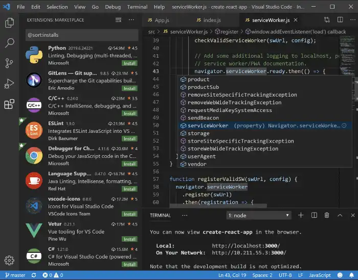 Muat turun alat web atau aplikasi web Kod Visual Studio