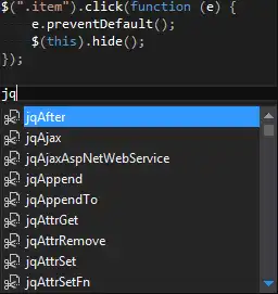 הורד כלי אינטרנט או אפליקציית אינטרנט Visual Studio jQuery Code Snippets