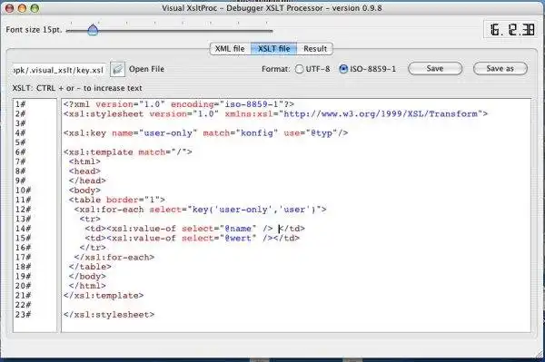 Mag-download ng web tool o web app Visual xsltproc Debugger