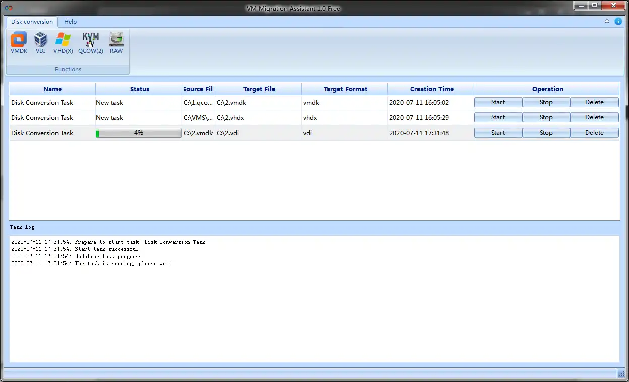 Download web tool or web app VM Migration Assistant