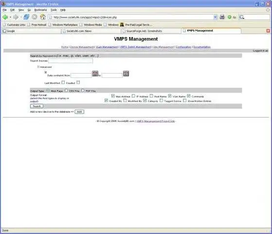 Baixe a ferramenta da web ou o aplicativo da web VMPS Service Interface System