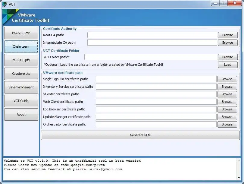 वेब टूल या वेब ऐप VMware सर्टिफिकेट टूलकिट (बीटा) डाउनलोड करें