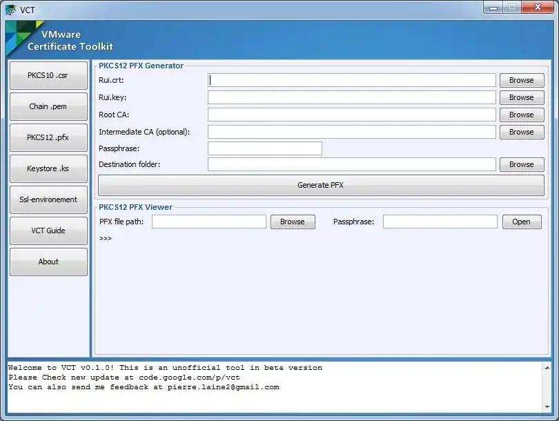 Download web tool or web app VMware Certificate Toolkit (beta)