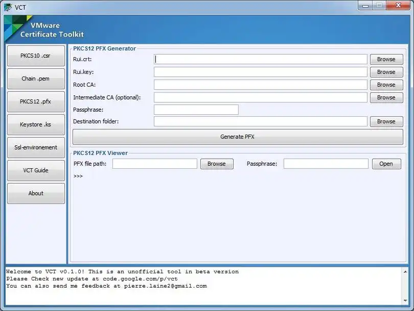 ดาวน์โหลดเครื่องมือเว็บหรือเว็บแอป VMware Certificate Toolkit (เบต้า)