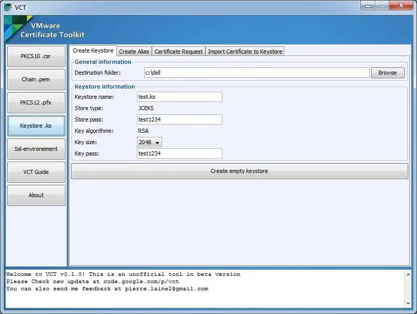Descărcați instrumentul web sau aplicația web VMware Certificate Toolkit (beta)