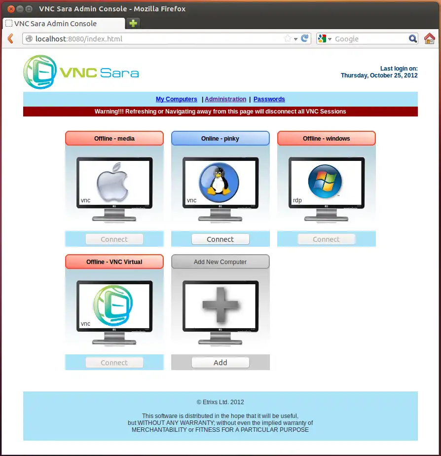 Download web tool or web app VNCSara