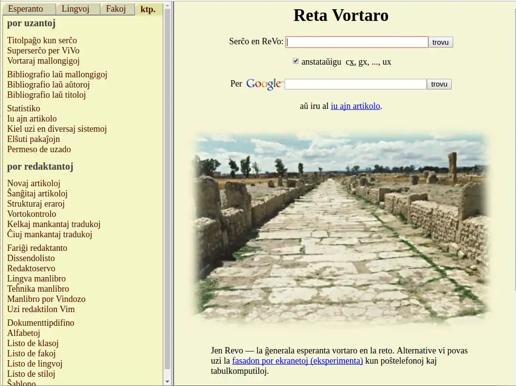 Unduh alat web atau aplikasi web Voko-iloj de Reta Vortaro untuk dijalankan di Linux online