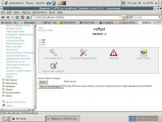 Download web tool or web app vsftpd Webmin Module