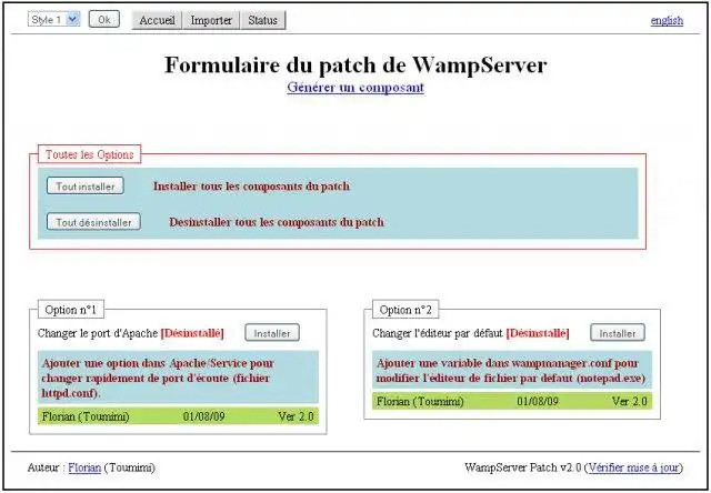 下载 Web 工具或 Web 应用程序 WampServer 补丁