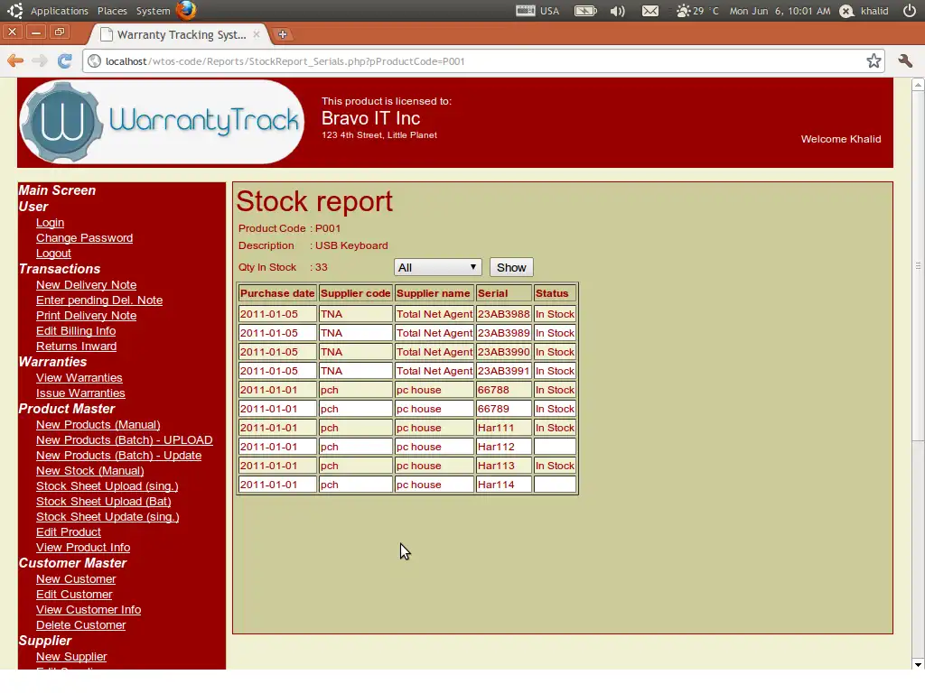 Unduh alat web atau aplikasi web Sistem Pelacakan Garansi (warrantytrack)