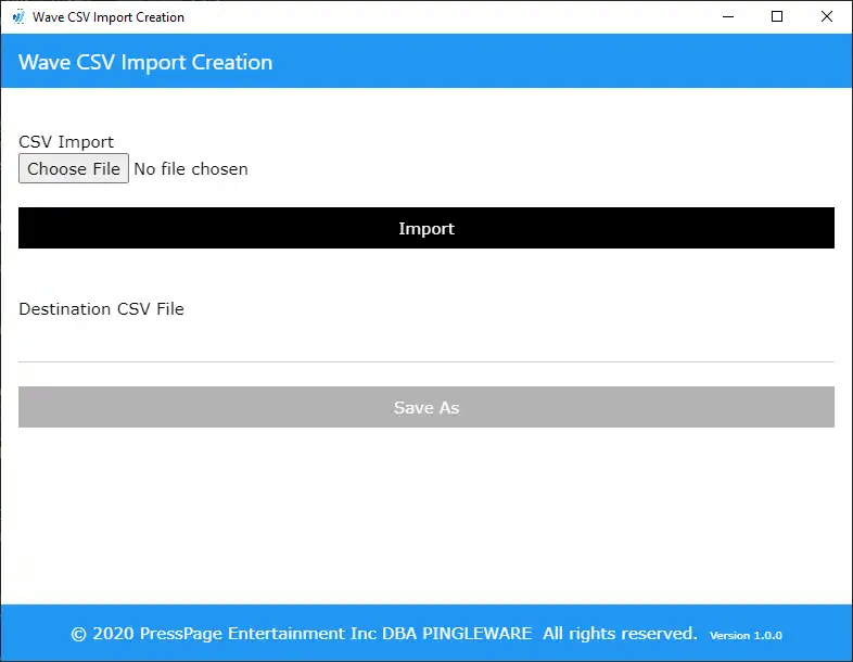 Download web tool or web app Wave CSV Import Creation