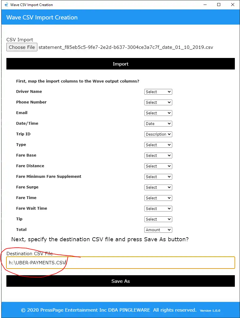 ดาวน์โหลดเครื่องมือเว็บหรือเว็บแอป Wave CSV Import Creation