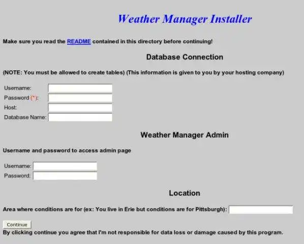Unduh alat web atau aplikasi web Weather Manager untuk dijalankan di Windows online melalui Linux online