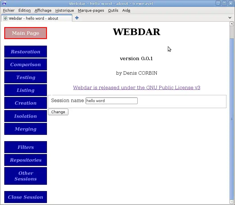 Télécharger l'outil Web ou l'application Web webdar