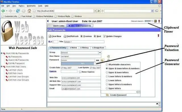 Télécharger l'outil Web ou l'application Web Web KeePass Password Safe