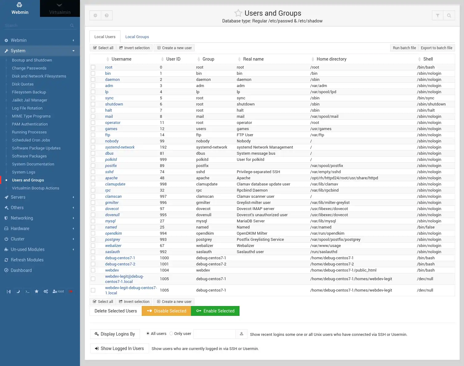 Web ツールまたは Web アプリ Webmin をダウンロード