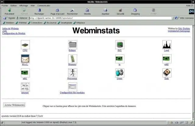 Download web tool or web app Webmin System stats