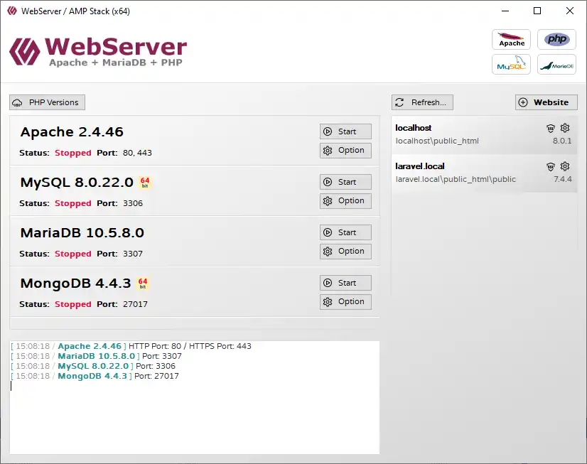 Download web tool or web app WebServer / AMP Stack for Windows