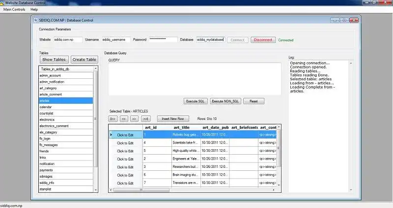 Download web tool or web app Website Database Management