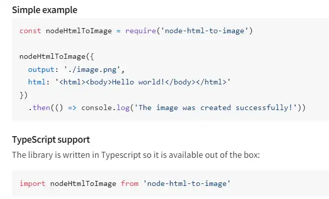 Web aracını veya web uygulamasını indirin node-html-to-image'a hoş geldiniz