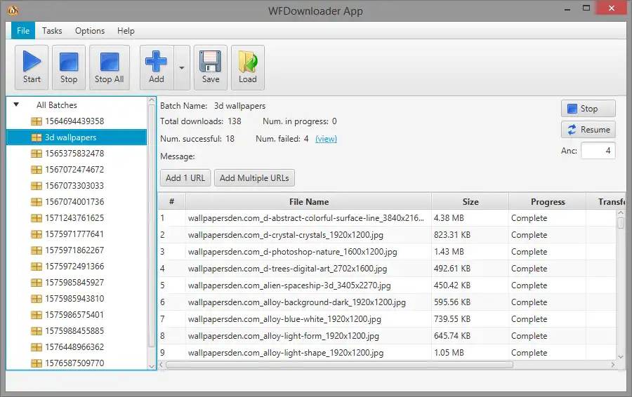 قم بتنزيل أداة الويب أو تطبيق الويب WFDownloader