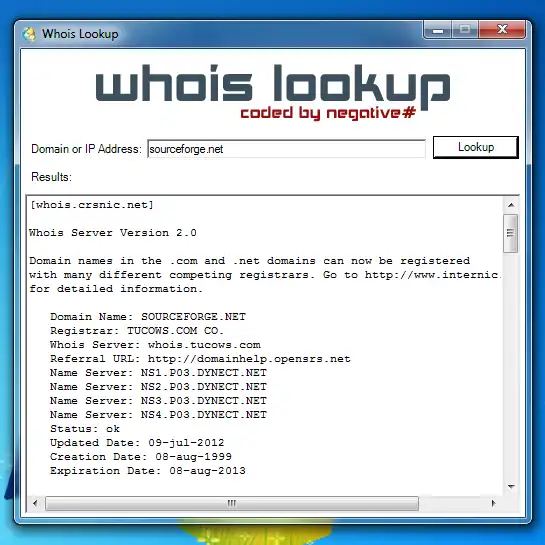Télécharger l'outil Web ou l'application Web WHOIS Lookup
