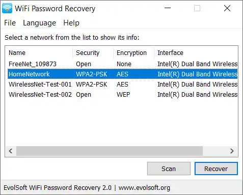 Unduh alat web atau aplikasi web WiFi Password Recovery