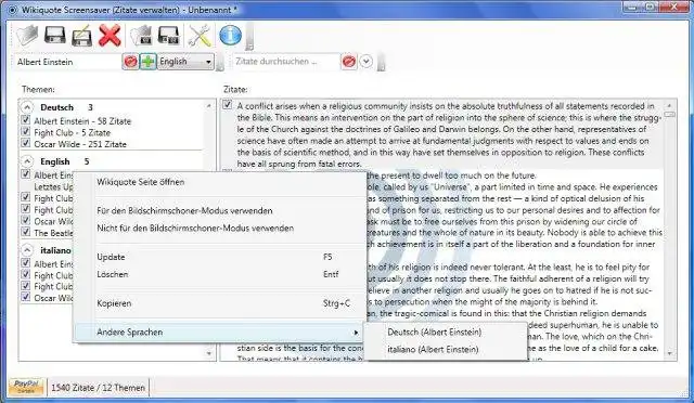 下载网络工具或网络应用程序 WikiquoteScreensaver