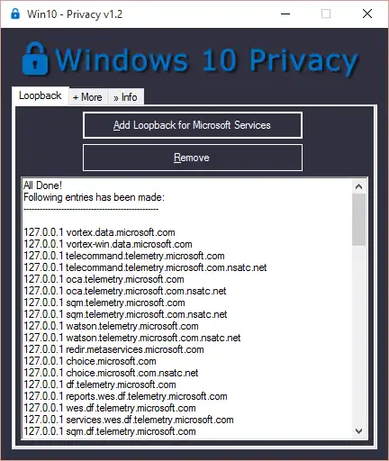 Download web tool or web app Win10 Privacy
