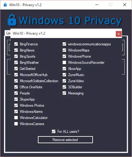 ດາວໂຫລດເຄື່ອງມືເວັບ ຫຼືແອັບຯເວັບ Win10 Privacy