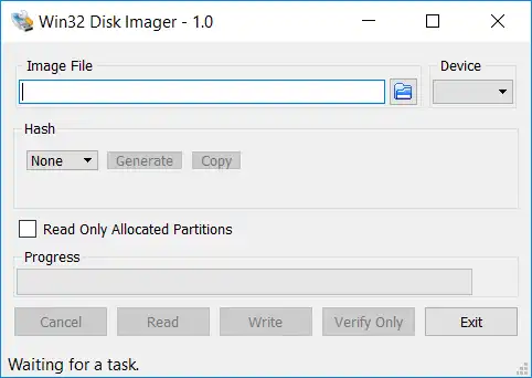 Unduh alat web atau aplikasi web Win32 Disk Imager