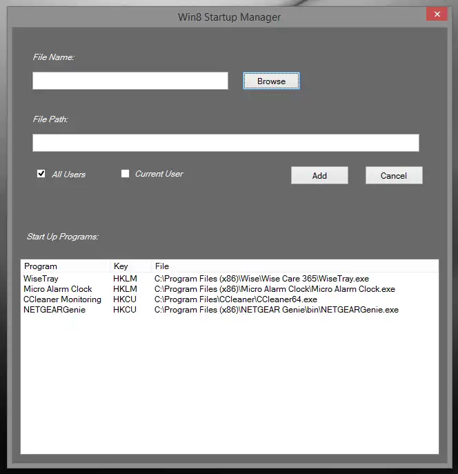 Download web tool or web app Win8 Startup Manager