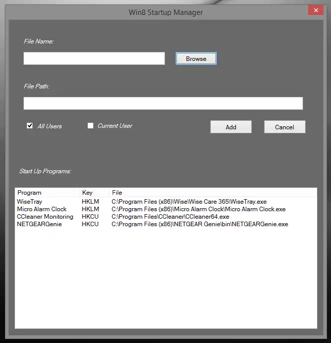 Download webtool of webapp Win8 Startup Manager