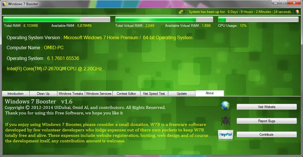 Download web tool or web app Windows 7 Booster