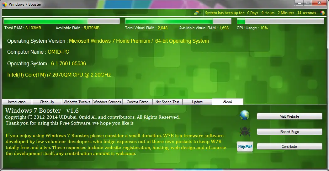 Laden Sie das Webtool oder die Web-App Windows 7 Booster herunter