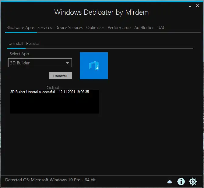 Download web tool or web app Windows Debloater