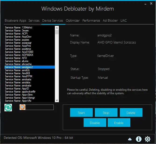 Download web tool or web app Windows Debloater