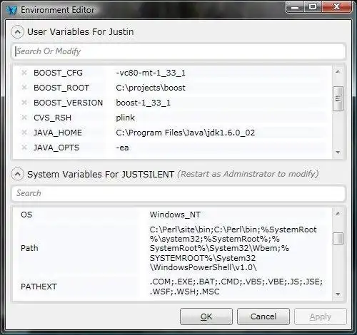 Download web tool or web app Windows Environment Editor
