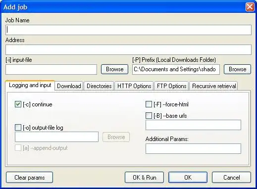 Download web tool or web app WinWGet - GUI for wget