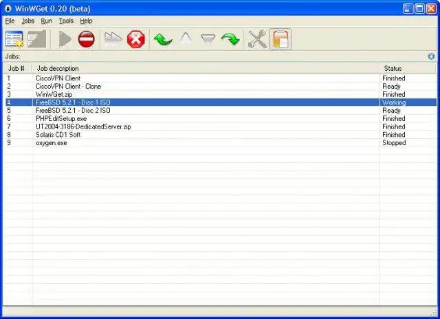 Download web tool or web app WinWGet - GUI for wget