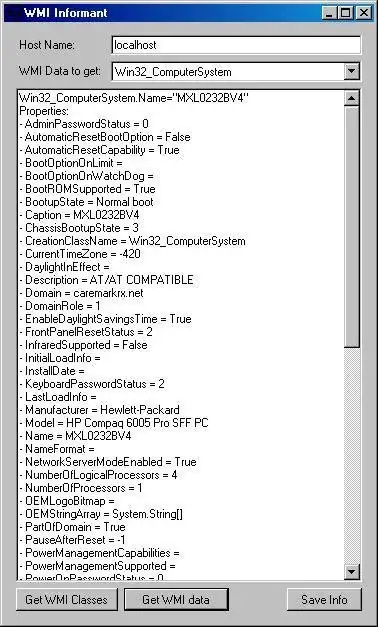 Download web tool or web app WMI Informant