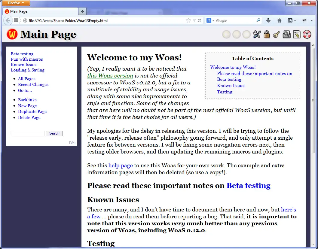 Download web tool or web app Woas (my wiki-on-a-stick fork)
