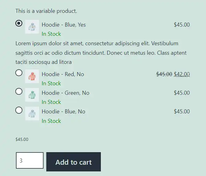 قم بتنزيل أداة الويب أو تطبيق الويب Woocommerce Variation Dropdown To Radio