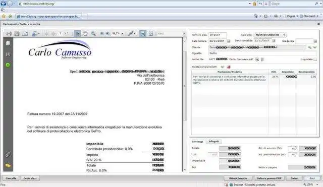 הורד כלי אינטרנט או אפליקציית אינטרנט WorkCity - Fatturazione elettronica