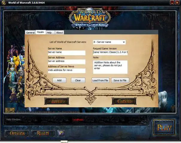 הורד את כלי האינטרנט או את אפליקציית האינטרנט World of Warcraft Custom Launcher להפעלה ב-Windows באופן מקוון דרך לינוקס מקוונת
